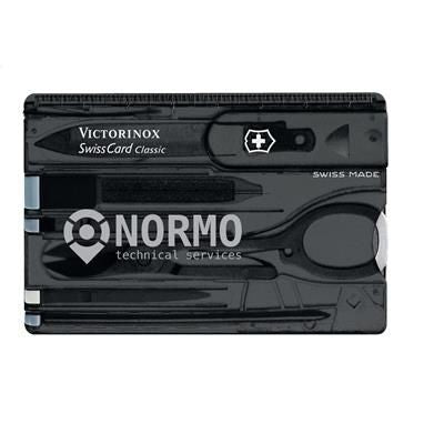 Branded Promotional VICTORINOX SWISSCARD CLASSIC in Transparent Black Multi Tool From Concept Incentives.