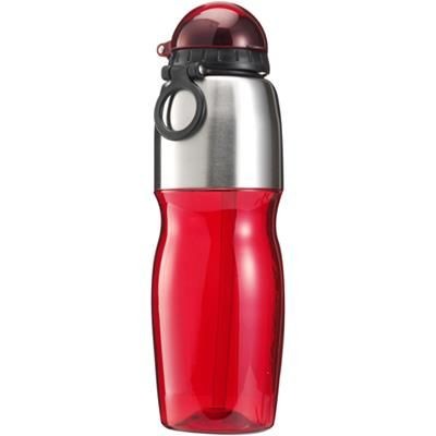 Branded Promotional 800ML SPORTS DRINK BOTTLE in Translucent Red & Silver Sports Drink Bottle From Concept Incentives.