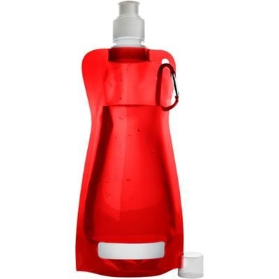 Branded Promotional FOLDABLE TRANSUCENT PLASTIC WATER BOTTLE with Belt Clip in Red Sports Drink Bottle From Concept Incentives.