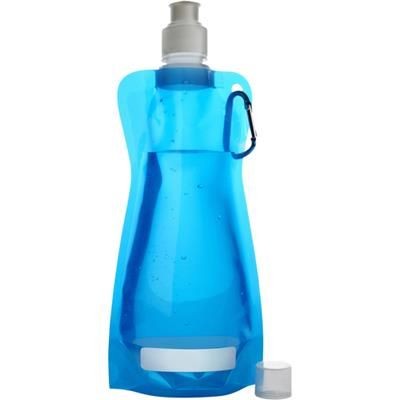 Branded Promotional FOLDABLE TRANSUCENT PLASTIC WATER BOTTLE with Belt Clip in Light Blue Sports Drink Bottle From Concept Incentives.