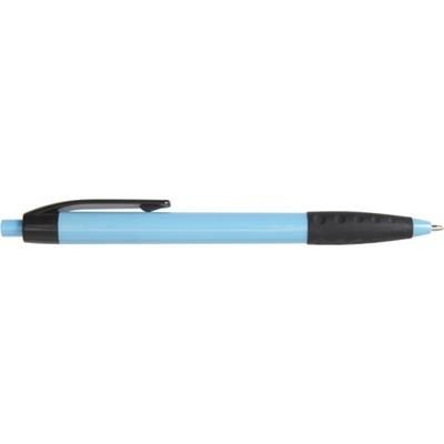 Branded Promotional PLASTIC RETRACTABLE BALL PEN in Pale Blue Pen From Concept Incentives.