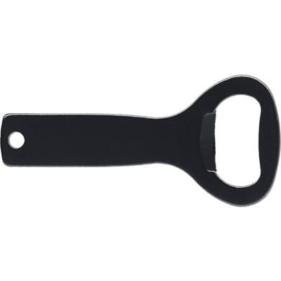 Branded Promotional ALUMINIUM METAL BOTTLE OPENER with Keyring in Black Bottle Opener From Concept Incentives.