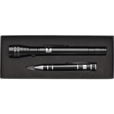 Branded Promotional ALUMINIUM METAL TELESCOPIC TORCH in Black Torch From Concept Incentives.