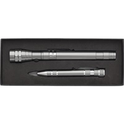 Branded Promotional ALUMINIUM METAL TELESCOPIC TORCH in Grey Torch From Concept Incentives.