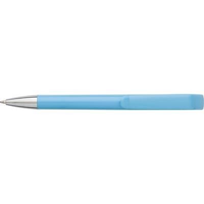 Branded Promotional PLASTIC BALL PEN in Pale Blue Pen From Concept Incentives.