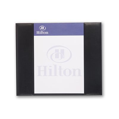 Branded Promotional A4 DESK PAD HOLDER in Black E Leather Jotter From Concept Incentives.