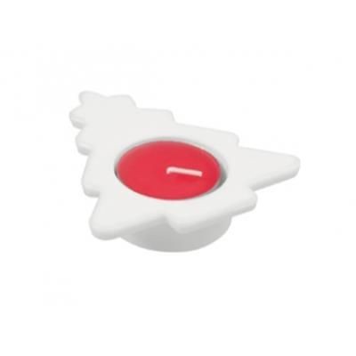 Branded Promotional CHRISTMAS RED CANDLE with Crystal Base Shape as Christmas Tree Candle Holder From Concept Incentives.