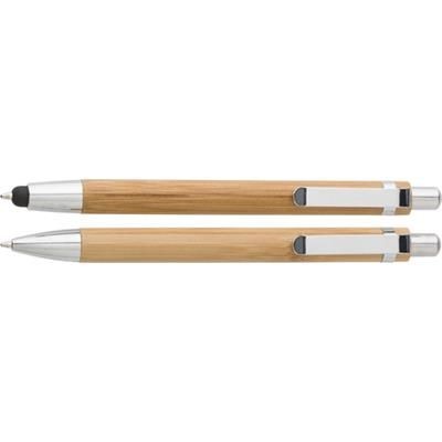 Branded Promotional BAMBOO PEN SET in Cardboard Card Box Pen Set From Concept Incentives.