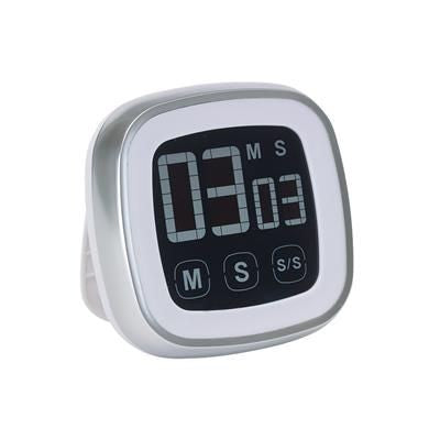 Branded Promotional TOUCH N COOK KITCHEN TIMER in Silver & White Timer From Concept Incentives.