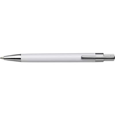 Branded Promotional PUSH BUTTON PLASTIC BALL PEN in White Pen From Concept Incentives.