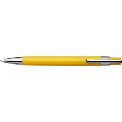 Branded Promotional PUSH BUTTON PLASTIC BALL PEN in Yellow Pen From Concept Incentives.