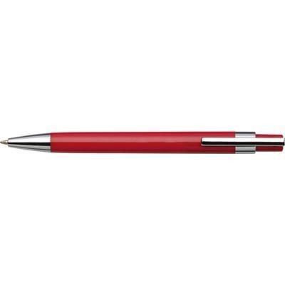 Branded Promotional PUSH BUTTON PLASTIC BALL PEN in Red Pen From Concept Incentives.