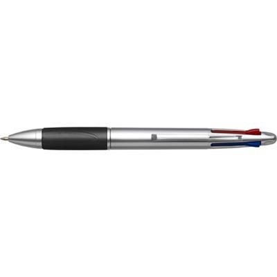 Branded Promotional MULTI FUNCTION BALL PEN in Silver & Black Pen From Concept Incentives.