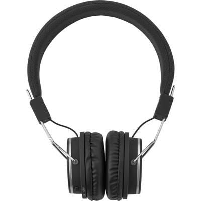 Branded Promotional CORDLESS FOLDING HEADPHONES in Black Earphones From Concept Incentives.