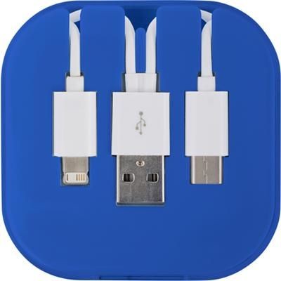 Branded Promotional USB CHARGER CABLE SET in Blue Cable From Concept Incentives.