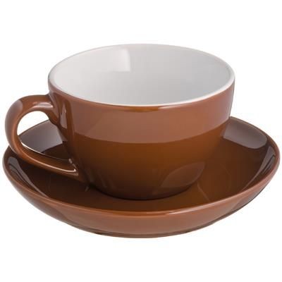 Branded Promotional CAPPUCCINO CUP with Saucer Coffee Cup &amp; Saucer Set From Concept Incentives.