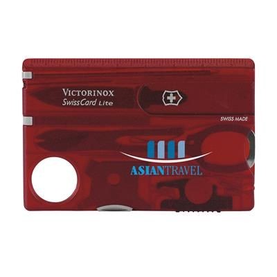 Branded Promotional VICTORINOX SWISSCARD LITE in Transparent Red Multi Tool From Concept Incentives.