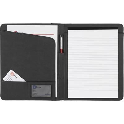 Branded Promotional A4 CONFERENCE FOLDER in Black Leather Conference Folder From Concept Incentives.