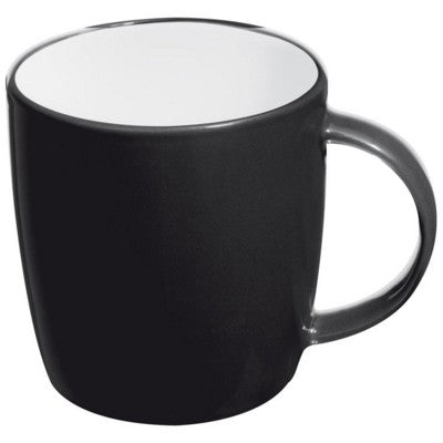 Branded Promotional MARTINEZ CERAMIC POTTERY MUG in Black Mug From Concept Incentives.