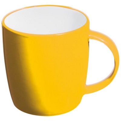 Branded Promotional MARTINEZ CERAMIC POTTERY MUG in Yellow Mug From Concept Incentives.