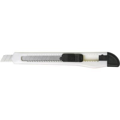 Branded Promotional PLASTIC SAFETY CUTTER in White with Ten Snap-off Blades Knife From Concept Incentives.