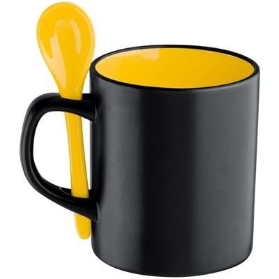 Branded Promotional CERAMIC POTTERY MUG in Yellow Mug From Concept Incentives.