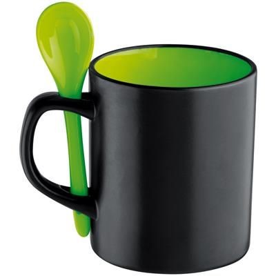 Branded Promotional CERAMIC POTTERY MUG in Green Mug From Concept Incentives.