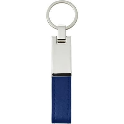 Branded Promotional STEEL KEYRING CHAIN with PU Loop in Cobalt Keyring From Concept Incentives.