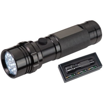 Branded Promotional LED METAL TORCH in Black Torch From Concept Incentives.