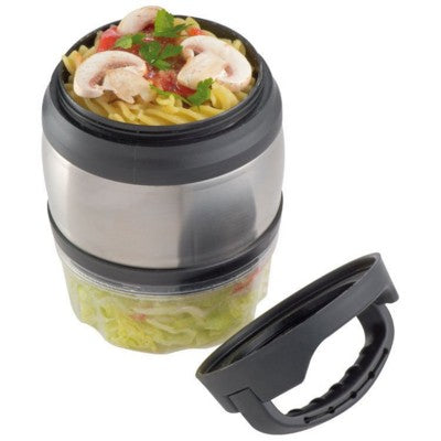 Branded Promotional LUNCH BOX with Carrying Handle in Grey Lunch Box From Concept Incentives.