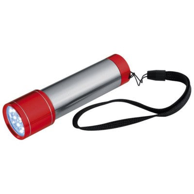 Branded Promotional STAINLESS STEEL METAL LED TORCH in Red Torch From Concept Incentives.