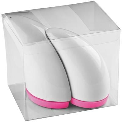 Branded Promotional SALT & PEPPER PORCELAIN SHAKER SET in Pink Salt &amp; Pepper Set From Concept Incentives.