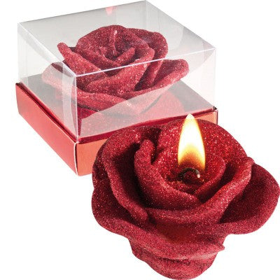 Branded Promotional ROSE SHAPE CANDLE in Red Candle From Concept Incentives.
