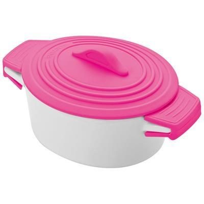 Branded Promotional DELHI PORCELAIN POT with Silicon Lid in Pink Bowl From Concept Incentives.