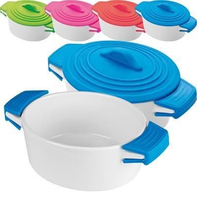 Branded Promotional DELHI PORCELAIN POT with Silicon Lid Bowl From Concept Incentives.