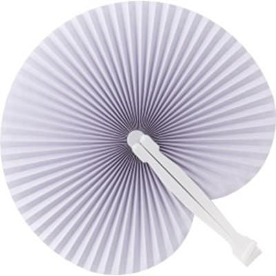 Branded Promotional PAPER HAND HELD FAN with Plastic Handle in White Fan From Concept Incentives.