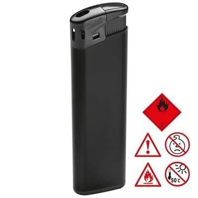 Branded Promotional ELECTRONIC PLASTIC LIGHTER in Black Lighter From Concept Incentives.