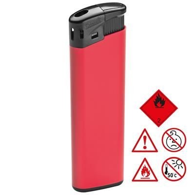 Branded Promotional ELECTRONIC PLASTIC LIGHTER in Red Lighter From Concept Incentives.