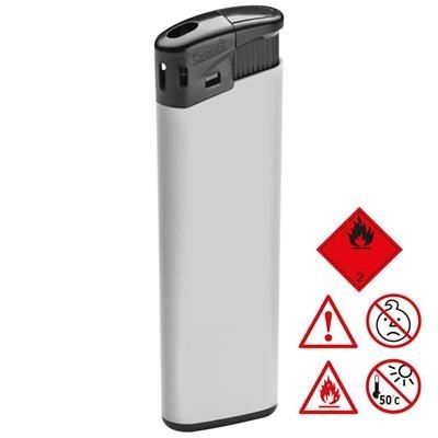 Branded Promotional ELECTRONIC PLASTIC LIGHTER in White Lighter From Concept Incentives.