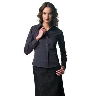 Branded Promotional RUSSELL COLLECTION LADIES LONG SLEEVE CLASSIC TWILL SHIRT Shirt From Concept Incentives.