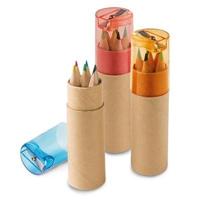 Branded Promotional PENCIL BOX with 6 Colouring Pencil Set Pencil From Concept Incentives.