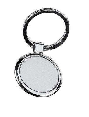 Branded Promotional ROUND DISC METAL KEYRING in Silver Keyring From Concept Incentives.