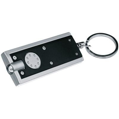 Branded Promotional KEYRING with White LED in Black Keyring From Concept Incentives.