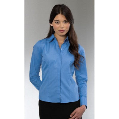 Branded Promotional RUSSELL COLLECTION LADIES LONG SLEEVE POPLIN SHIRT Shirt From Concept Incentives.