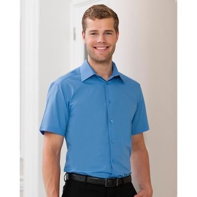 Branded Promotional RUSSELL COLLECTION MENS SHORT SLEEVE POPLIN SHIRT Shirt From Concept Incentives.