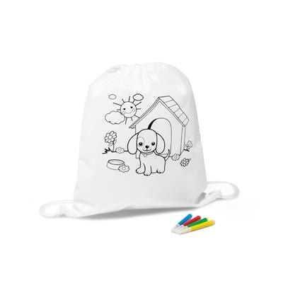 Branded Promotional CHILDRENS COLOURING DRAWSTRING BAG Colouring Set From Concept Incentives.