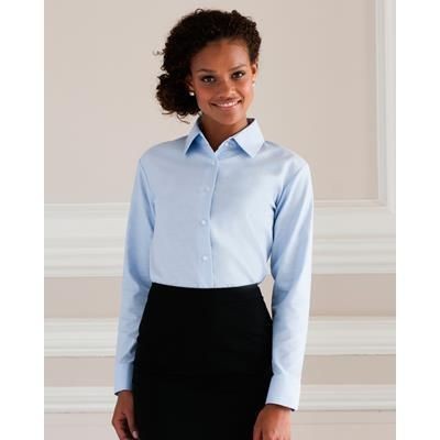 Branded Promotional RUSSELL COLLECTION LADIES LONG SLEEVE EASY CARE OXFORD SHIRT Shirt From Concept Incentives.