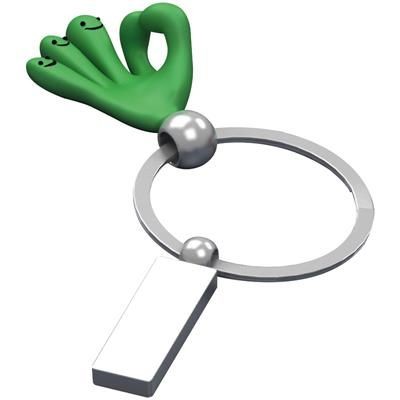 Branded Promotional SMILE HANDS KEYRING in Green Keyring From Concept Incentives.