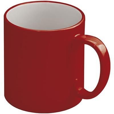 Branded Promotional LISSABON CERAMIC POTTERY CUP in Red Mug From Concept Incentives.