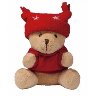 Branded Promotional CHRISTMAS PLUSH TEDDY BEAR with Red T-shirt & Christmas Hat Soft Toy From Concept Incentives.